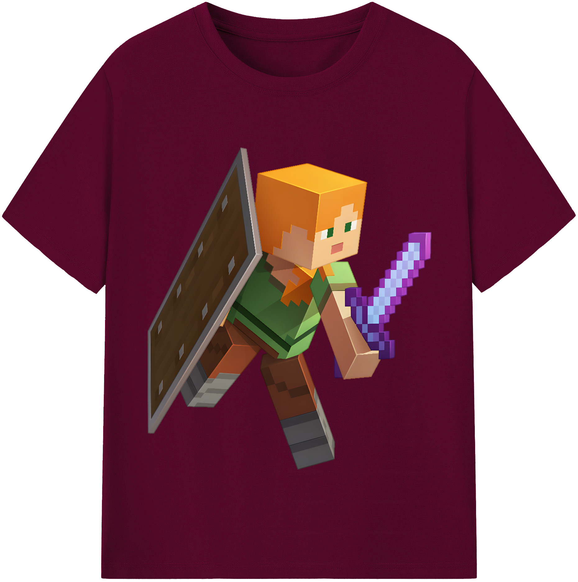 （画像用） マインクラフト ブロックの世界 Minecraft MC Block world レディースカジュアルプリントTシャツ（綿100％）